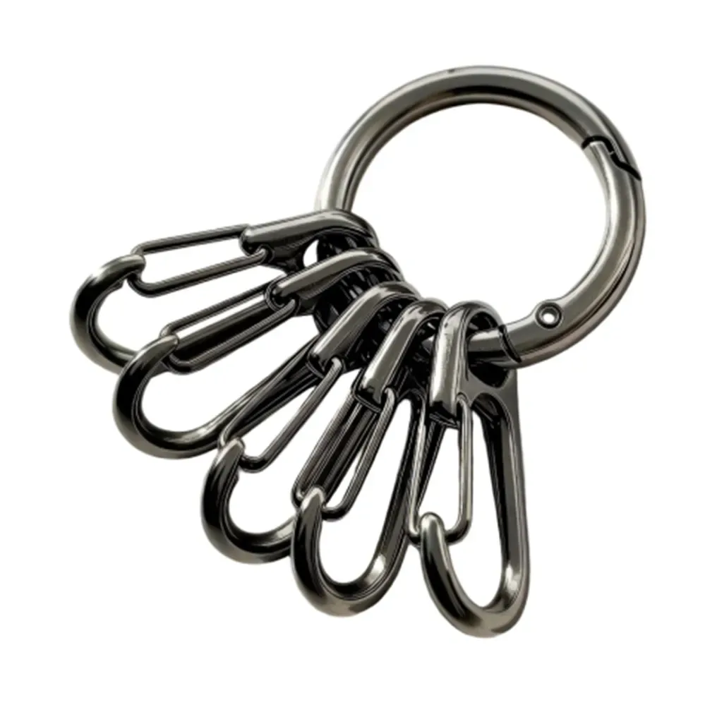 fermoirs à ressort en métal avec anneaux en o et 5 crochets pour accessoires de porte-clés mousquetons ronds ouvrables diy
