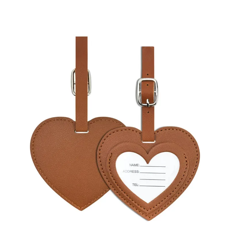étiquettes de bagage en cuir pu épaissi, design créatif 'love', pour cartes d'embarquement, accessoires de voyage et de vacances, étiquettes d'identification nominative pour le check-in