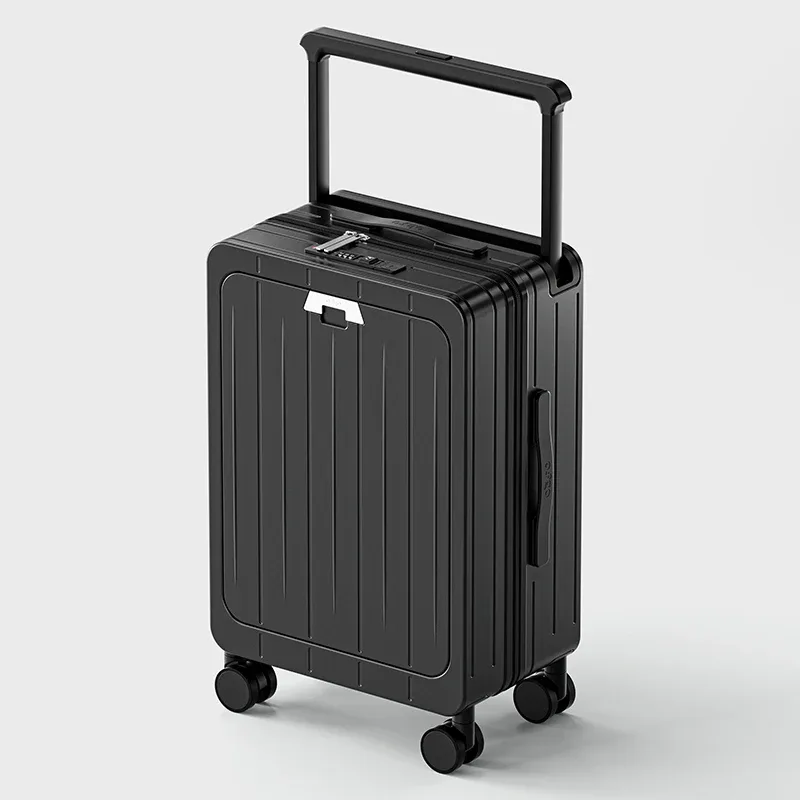 valise bagage roulettes abs blanc vert motif lignes horizontales poignée télescopique compartiment avant roues toupie usage voyage affaires