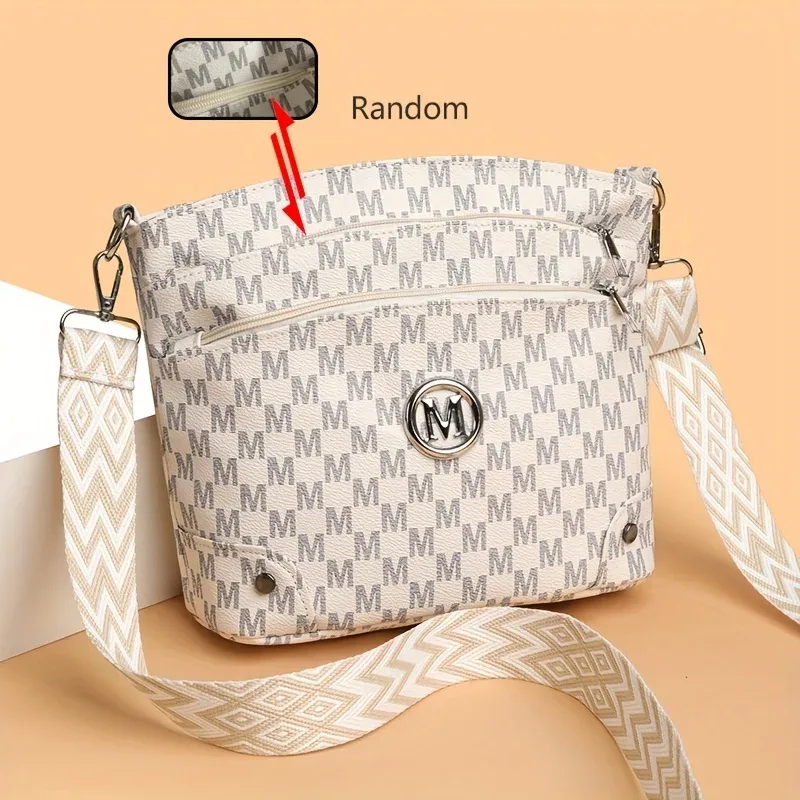sac à bandoulière élégant pour femmes avec badge «m», multi-poches, bandoulière réglable, sac à bandoulière pour femmes, parfait comme cadeau
