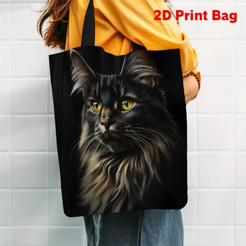 maine coon cat tote bag sac à main en polyester élégant et durable avec imprimé chat élégant pour les sacs à bandoulière shopping et errands