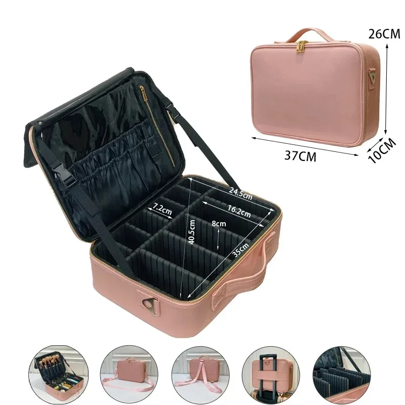 nouveau sac cosmétique en cuir pu crocodile boîte de maquillage professionnelle grande capacité stockage voyage toilette valise de maquillage