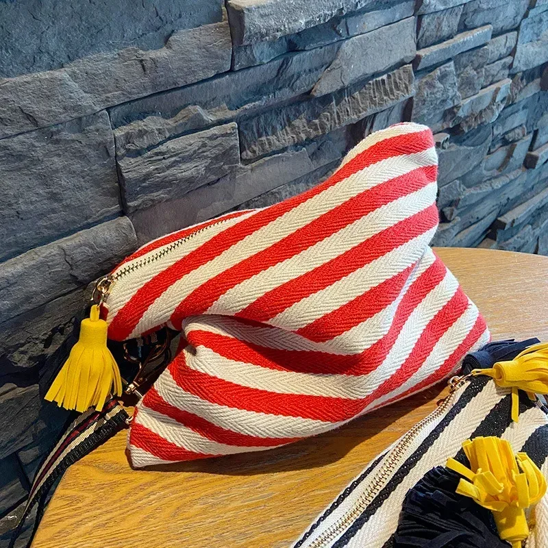 trousse à cosmétiques pour femmes, trousse de maquillage rayée, organisateur coréen à pompon, pochette à cosmétiques, trousse de toilette de voyage, trousse de beauté en toile