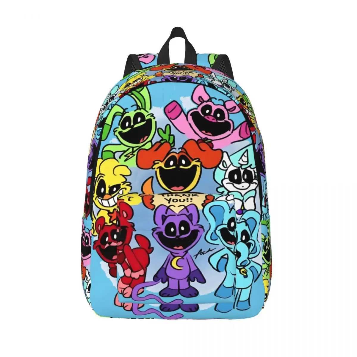 sac à dos en toile personnalisé avec impression 3d de créatures souriantes pour garçons et filles, sacs de voyage pour collège et école, sac à livres pour ordinateur portable de 15 pouces