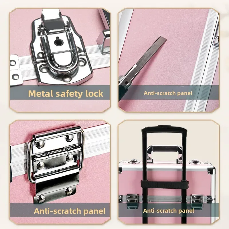 valise de maquillage professionnelle multicouche à combinaison libre, grande capacité, portable, pour cosmétiques, ongles, tatouages, beauté et voyage