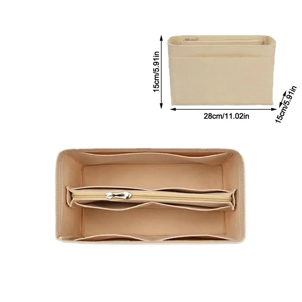 sac d'insertion en feutre grande capacité avec fermeture éclair, organisateur de sac à main multi-poches, sac intérieur doublé pour lv speedy25/30/35/gentlewoman