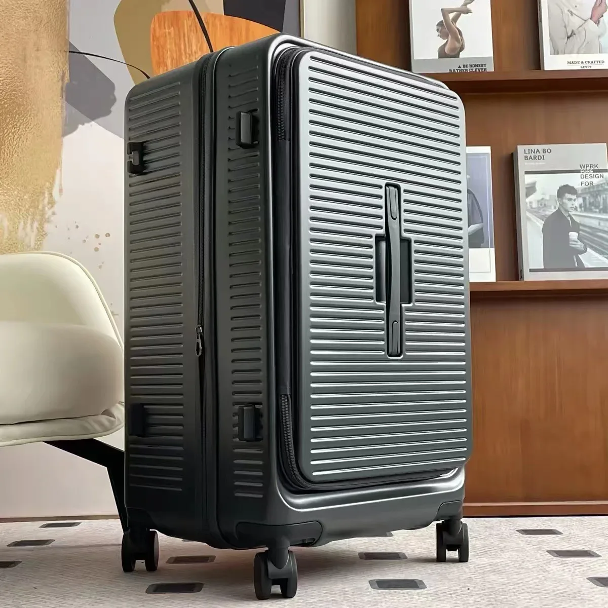 valise à roulettes extensible grande capacité 20/24/28 pouces, coque rigide en pc, ouverture frontale avec serrure tsa, sac de voyage à roulettes
