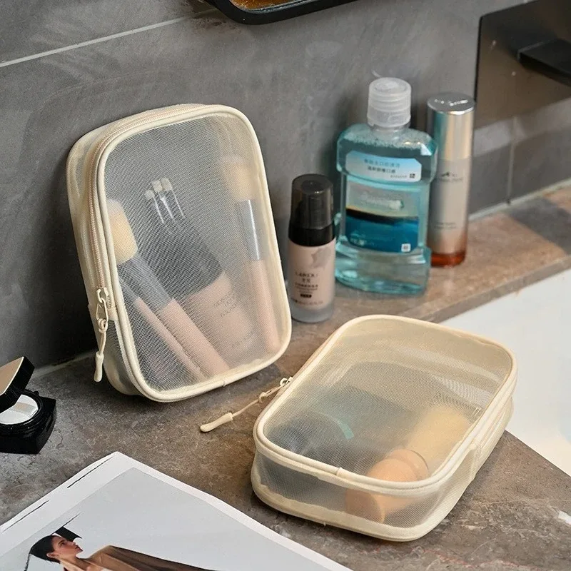 sac de rangement de maquillage, trousse de toilette de voyage, soins de la peau, rasoir, brosse à dents, pour femmes et hommes, sac de lavage cosmétique en maille, nouvelle collection 2025