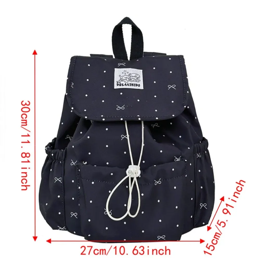 sac à dos à pois avec cordon de serrage et nœud, grande capacité, double bandoulière, en nylon ultra léger, idéal pour les trajets quotidiens et les voyages.