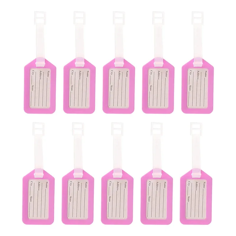 étiquettes de bagage en plastique pour hommes et femmes, étiquette de bagage, porte-nom, adresse d'identification de valise, accessoire de voyage, expédition d'embarquement, 10 pièces