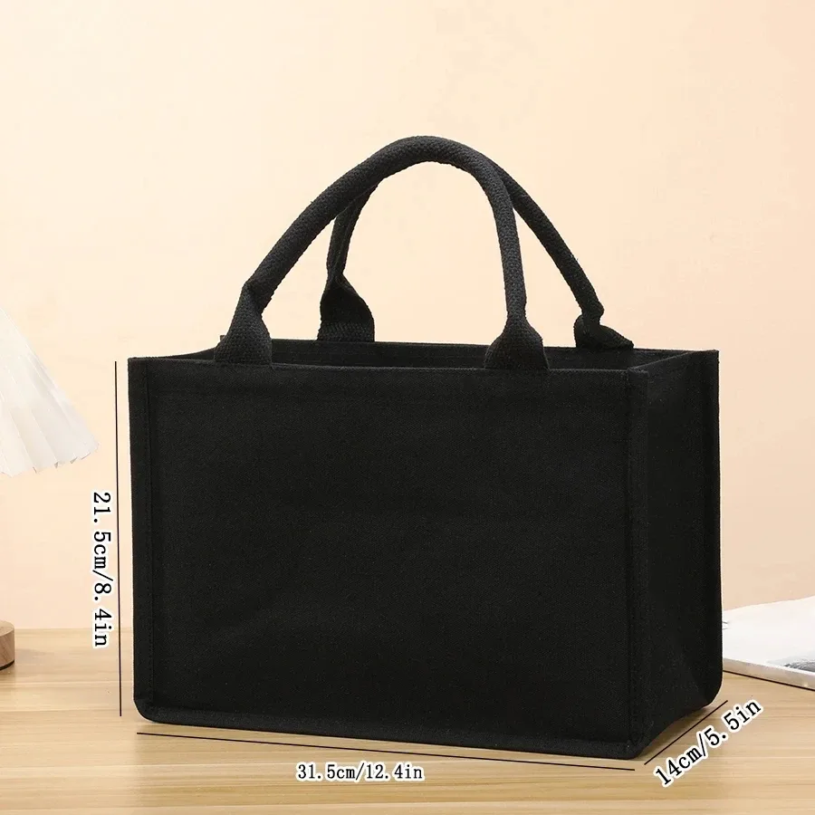 sac fourre-tout en toile épais pour loisirs, fourre-tout noir tridimensionnel pour hommes et femmes, sac de shopping simple de grande capacité