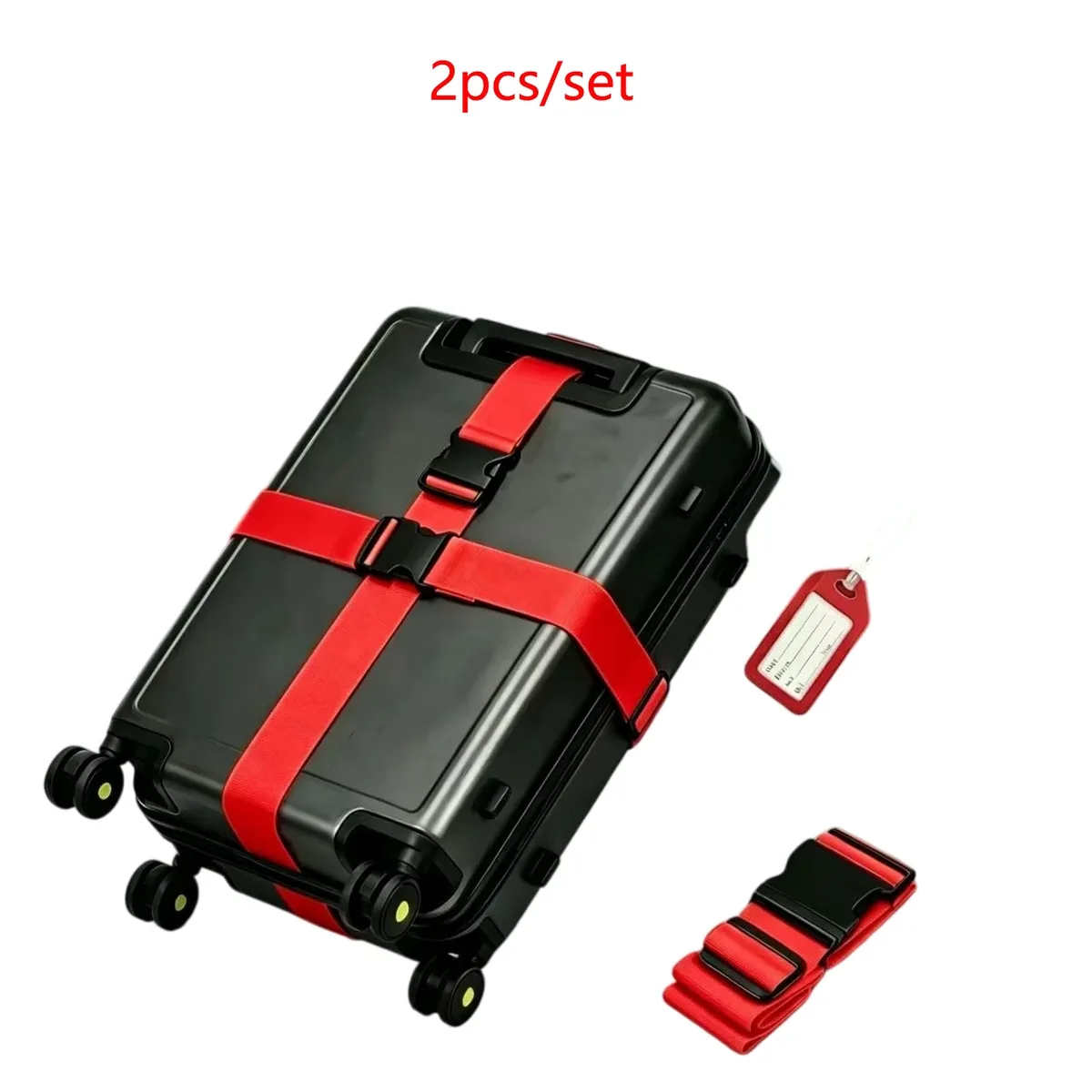 sangles sécurité polyester noir rouges vertes bandes contrastantes boucles robustes étiquette identification accessoires voyage