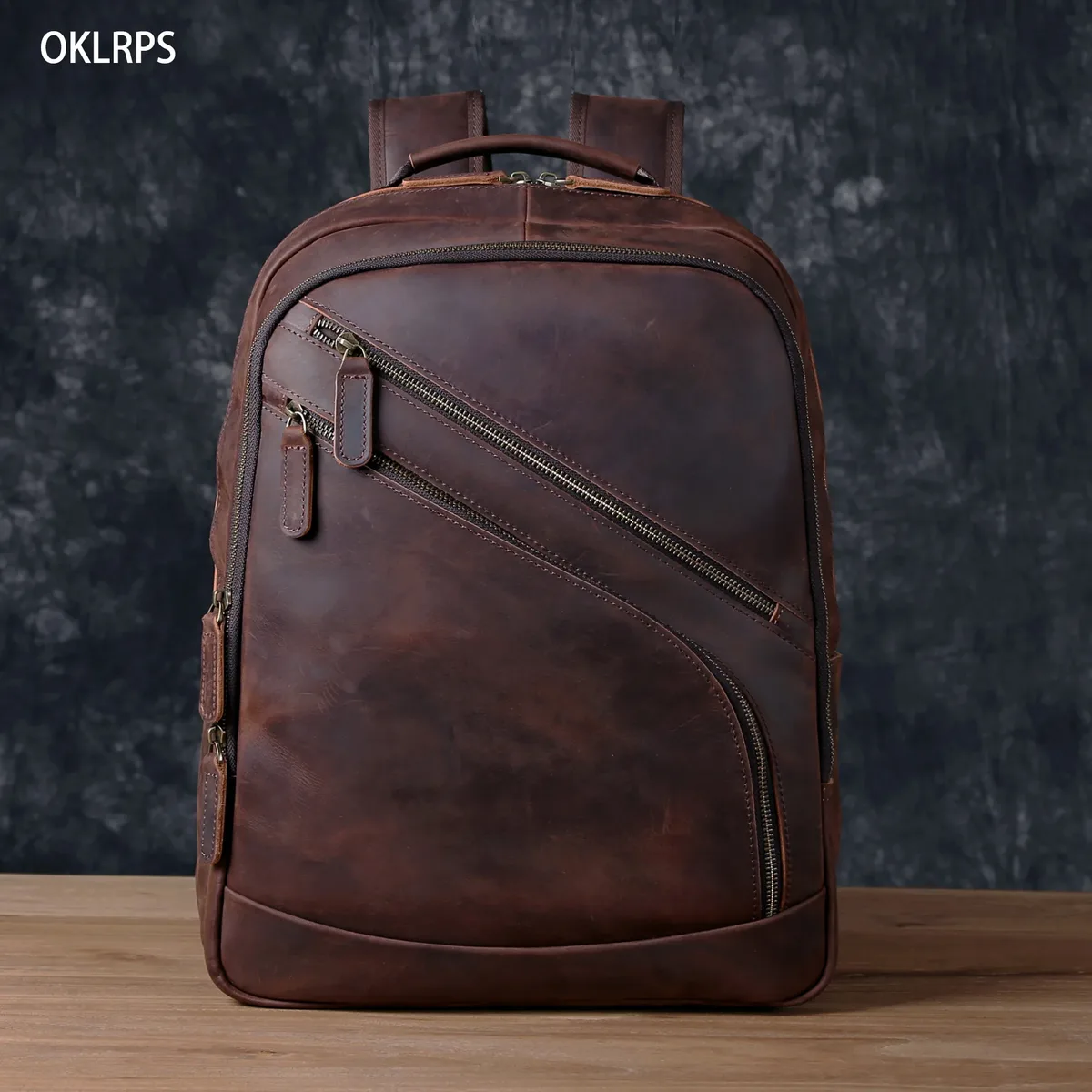 sac à dos en cuir pour hommes, en peau de vache de première qualité, sac pour ordinateur portable, grande capacité, sac de randonnée, sac de voyage rétro, sac d'école à la mode.