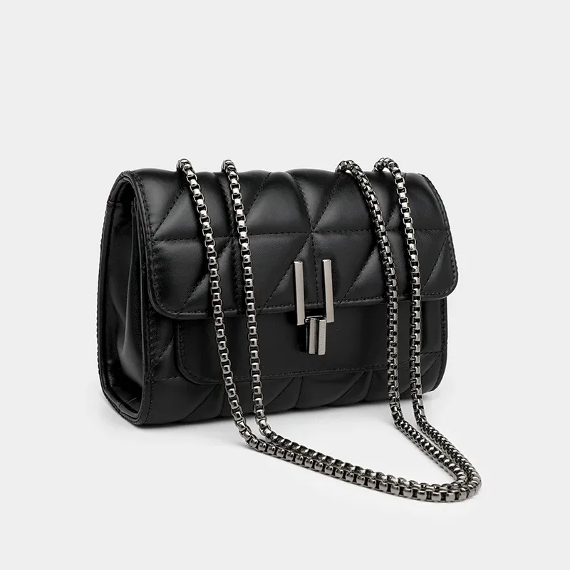sac à main de luxe noir pour femme en cuir pu, sac bandoulière messager matelassé à carreaux avec pompon, de marque