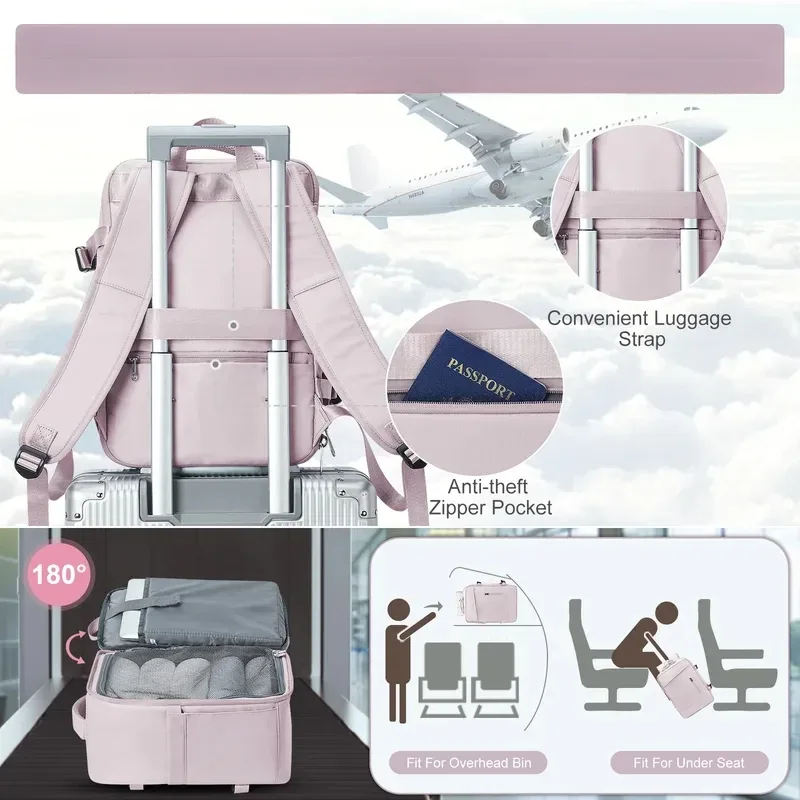 sac à dos pour ordinateur portable de taille cabine 40×20×25 cm, sac à dos de grande capacité pour les voyages en avion, les week-ends et les voyages d'une nuit