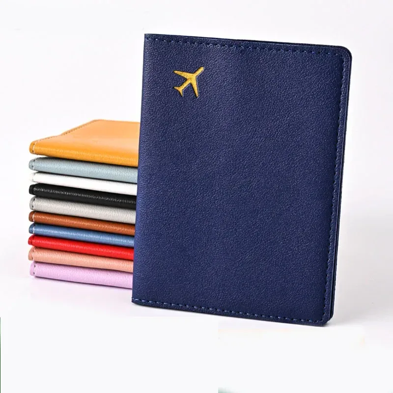 porte-passeport en cuir pu pour femmes et hommes, clip multifonctionnel pour billet d'avion, portefeuille et étui pour carte d'identité, 1pc