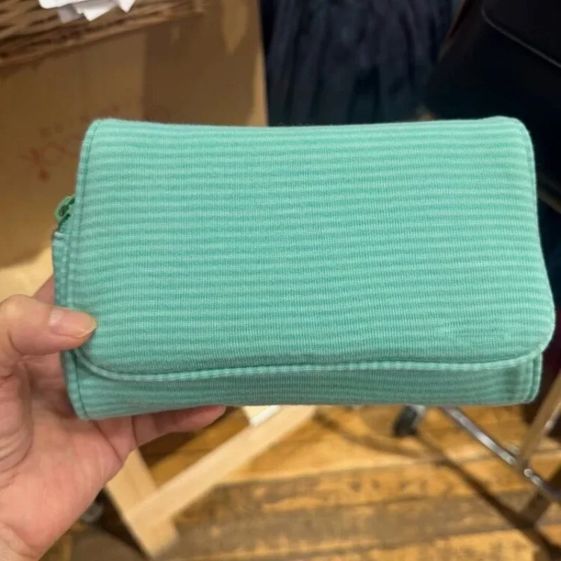 trousse de toilette coréenne en toile à pois rose tendance avec miroir rabattable, sac de voyage portable à fermeture éclair pour cosmétiques, cadeau mignon pour fille
