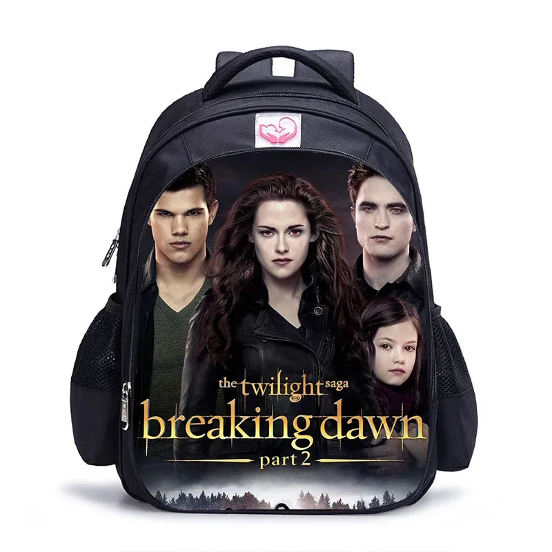 sac dos polyester twilight personnages imprimés pochette mesh latérale poche fendue ceinture air enfant adolescents usage école jour
