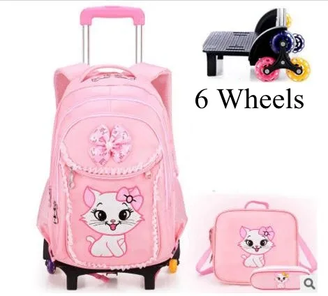 valise sac dos roulettes nylon fleur chat rose filles école voyage transport scolaire jeunesse