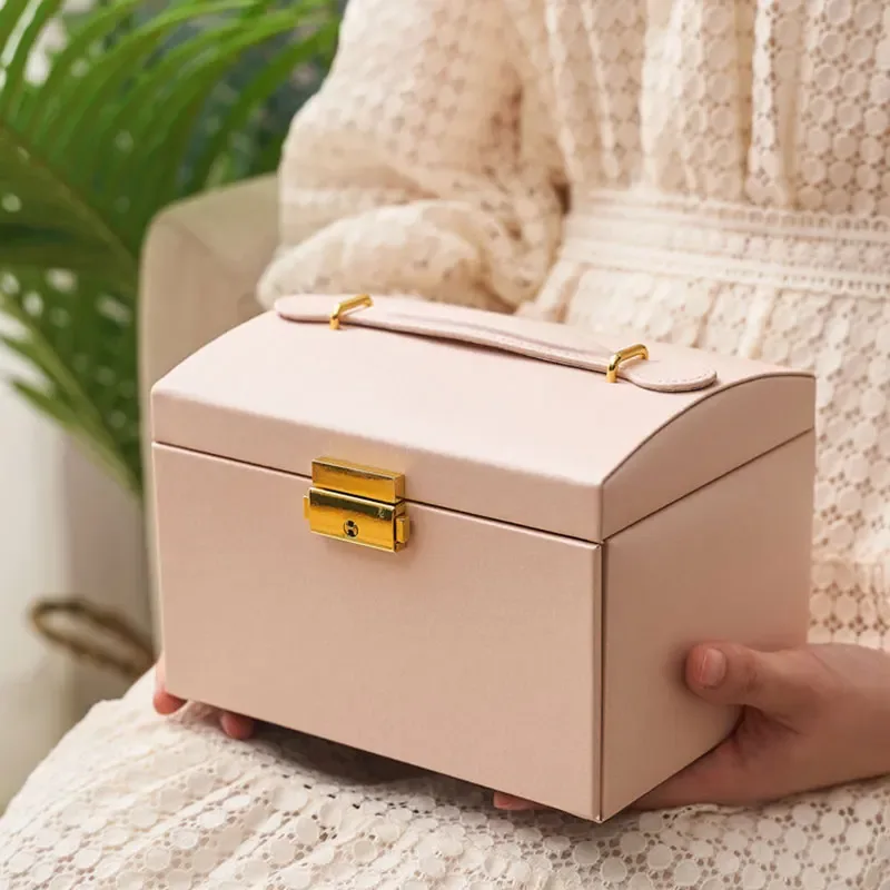 organisateur voyage bijoux pu rose vert marine compartiment tiroirs poignées elégantes stockage cosmétiques femmes travail vacances