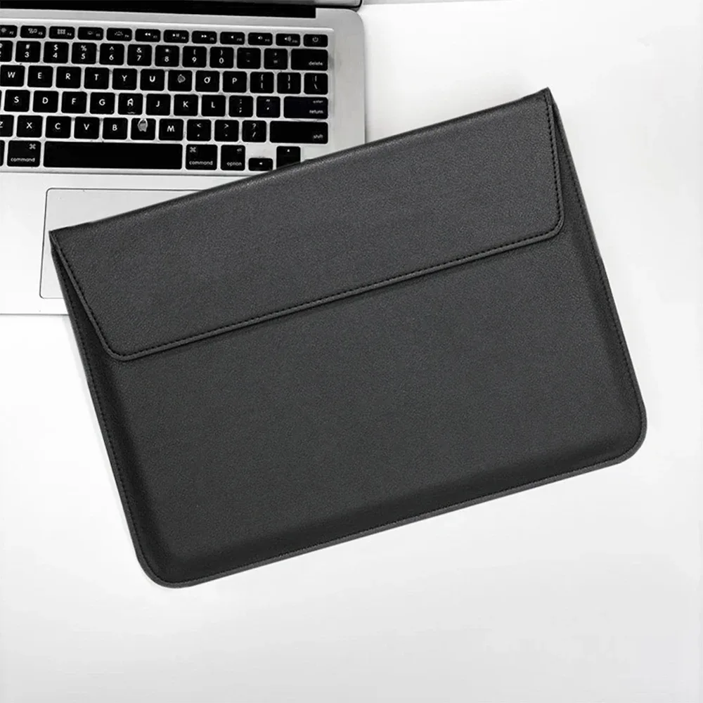 sacoche pour ordinateur portable en cuir pu personnalisable avec nom, pour hommes et femmes, 13/15 pouces, support pour ordinateur en anglais