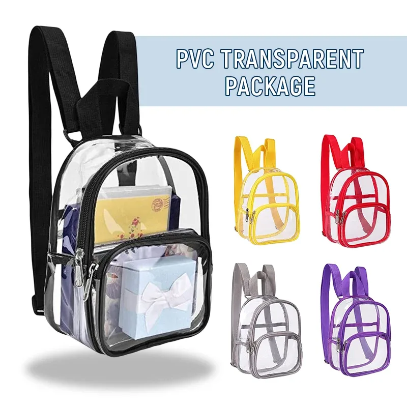 sac transparent en pvc, sac à dos de voyage transparent, sac à bandoulière, sangle pour livre, terrain de sport, mini cartable de voyage étanche approuvé pour enfant