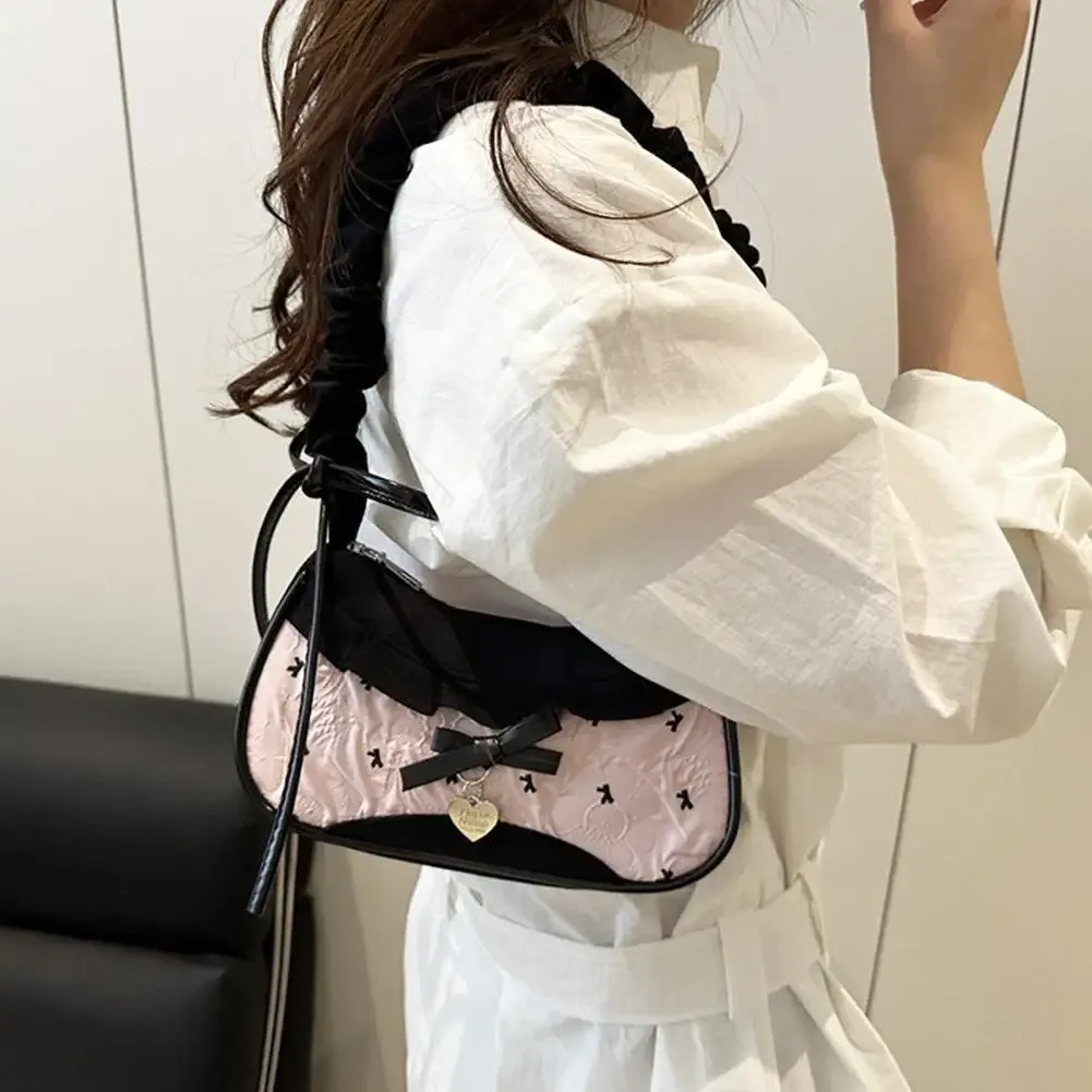 sac à main femme fashion grid avec ruban en dentelle, bandoulière extensible, sac à bandoulière simple ou sous le bras, idéal pour les trajets quotidiens et les étudiants
