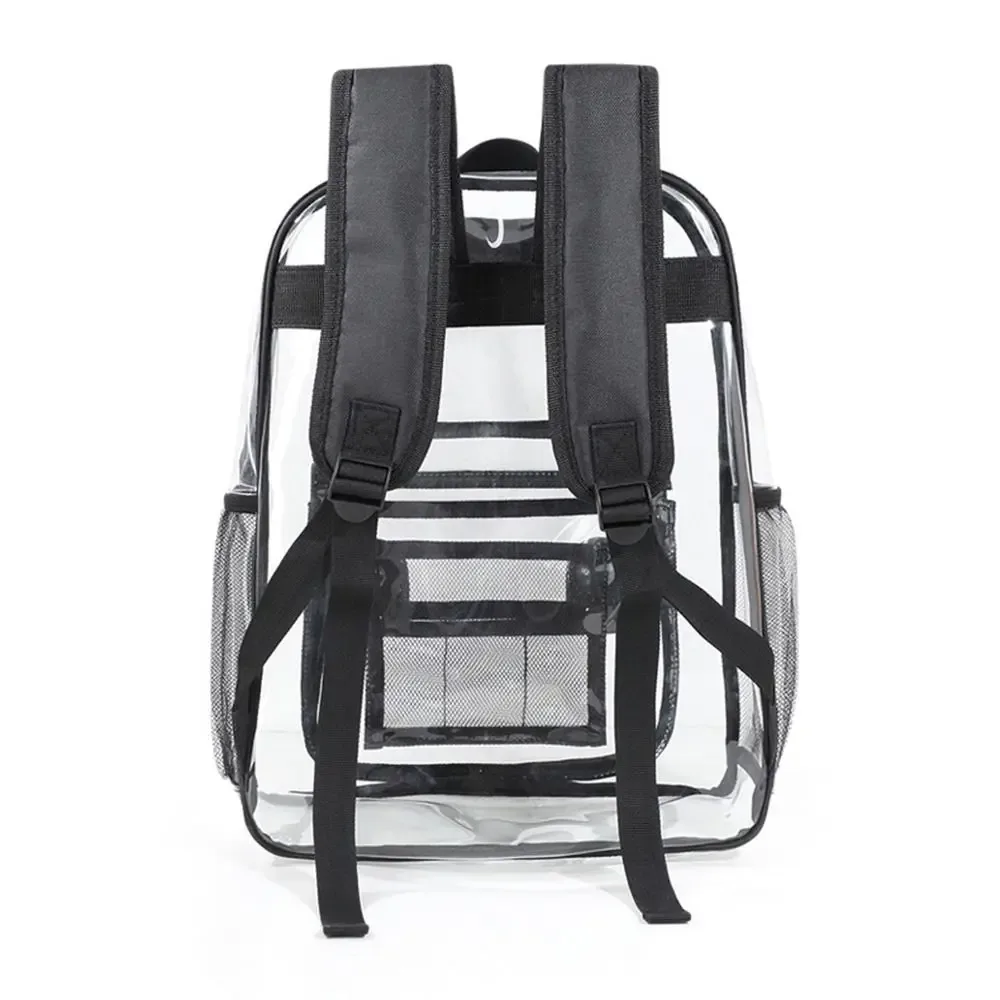 sac à dos transparent décontracté de grande capacité avec fermeture éclair, portable, en pvc, imperméable, visible, pour le sport en plein air et les voyages.