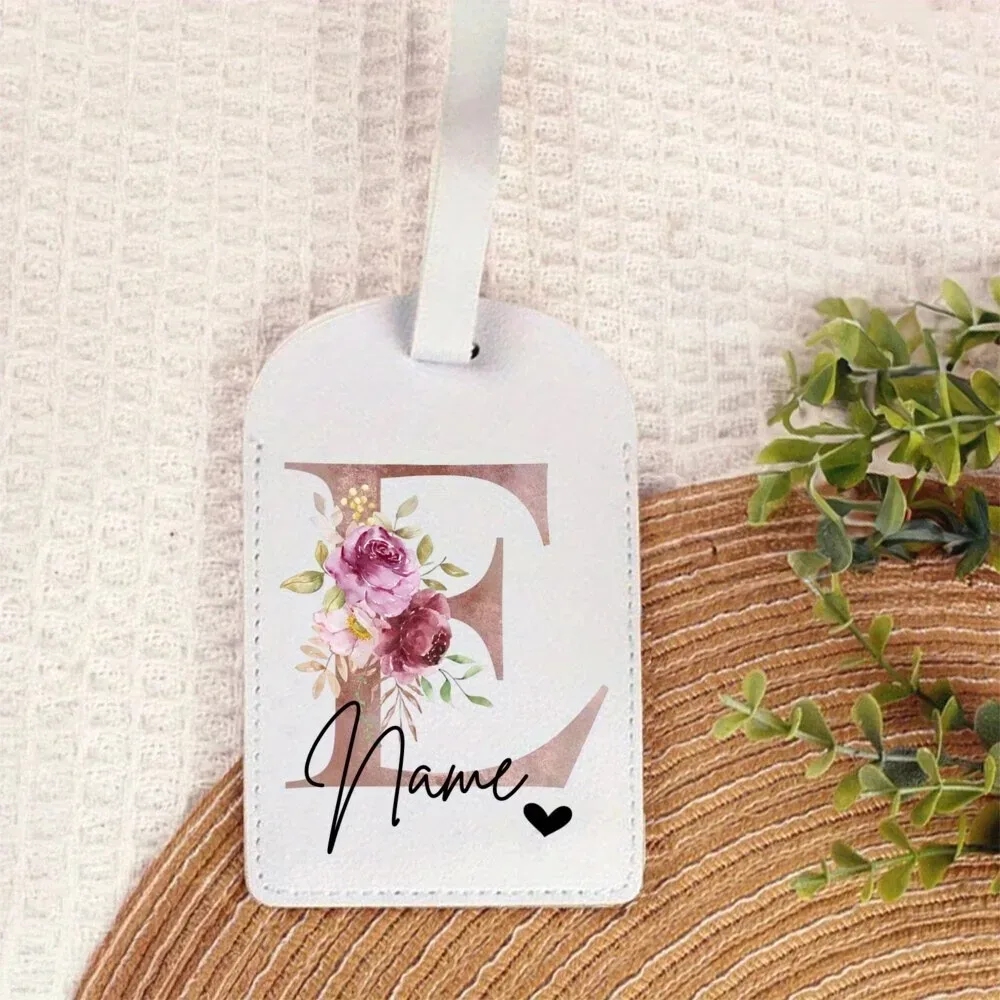 étiquette de bagage personnalisée avec nom | accessoires de voyage portables personnalisés en pu, avec monogramme imprimé tendance, idéaux pour les fêtes