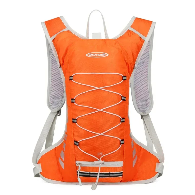 sac dos nylon bleu gris motif bulles eau bandes orange gris activités plein air 36 55 litres bandoulière arquée fermeture éclair