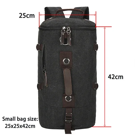 sac dos toile cuir bandes marron toile beige fermetures glissières poignée souple capacité voyage