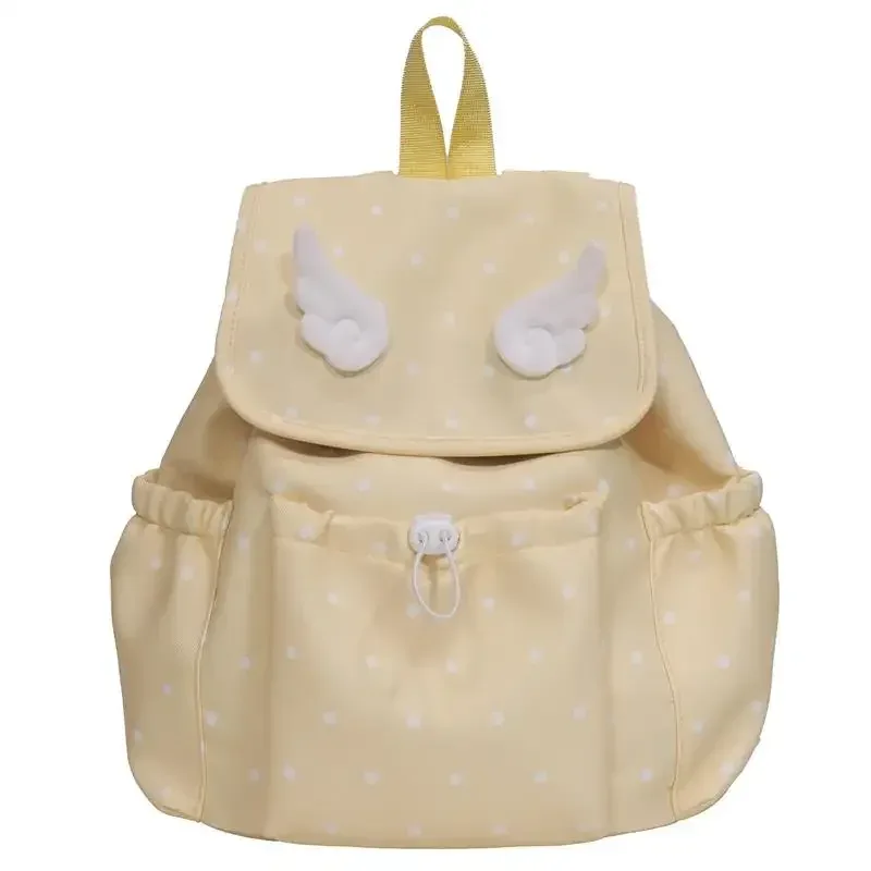 sac à dos matelassé à pois ailes d'ange pour étudiants, sac d'école en nylon mignon et tendance, sac de voyage quotidien léger et spacieux