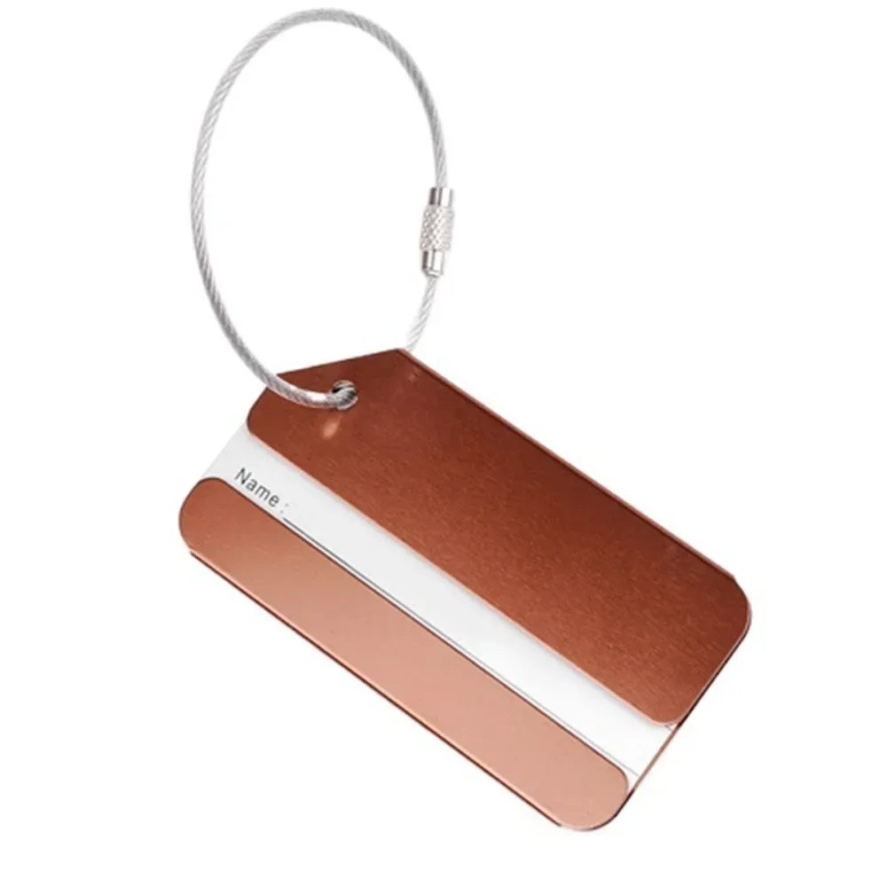 lot de 10 étiquettes de bagage en aluminium pour valise, étiquette de bagage en métal, identificateur de bagage avec carte d'identité et boucle en acier, accessoires de voyage