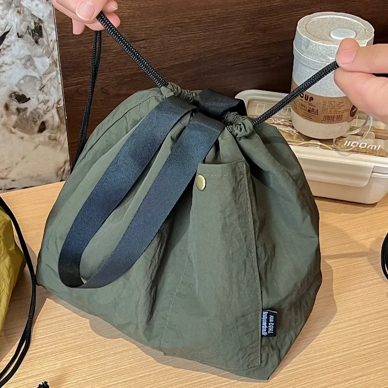 sac à bento de couleur unie, sacs à déjeuner portables, sac de rangement thermique isolé, sac fourre-tout en nylon imperméable de grande capacité, tendance de la mode