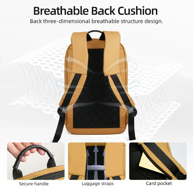 heroic knight mince homme travail sac à dos multifonctionnel mode 15.6 pouces sac à dos pour ordinateur portable décontracté étanche voyage d'affaires sac à dos