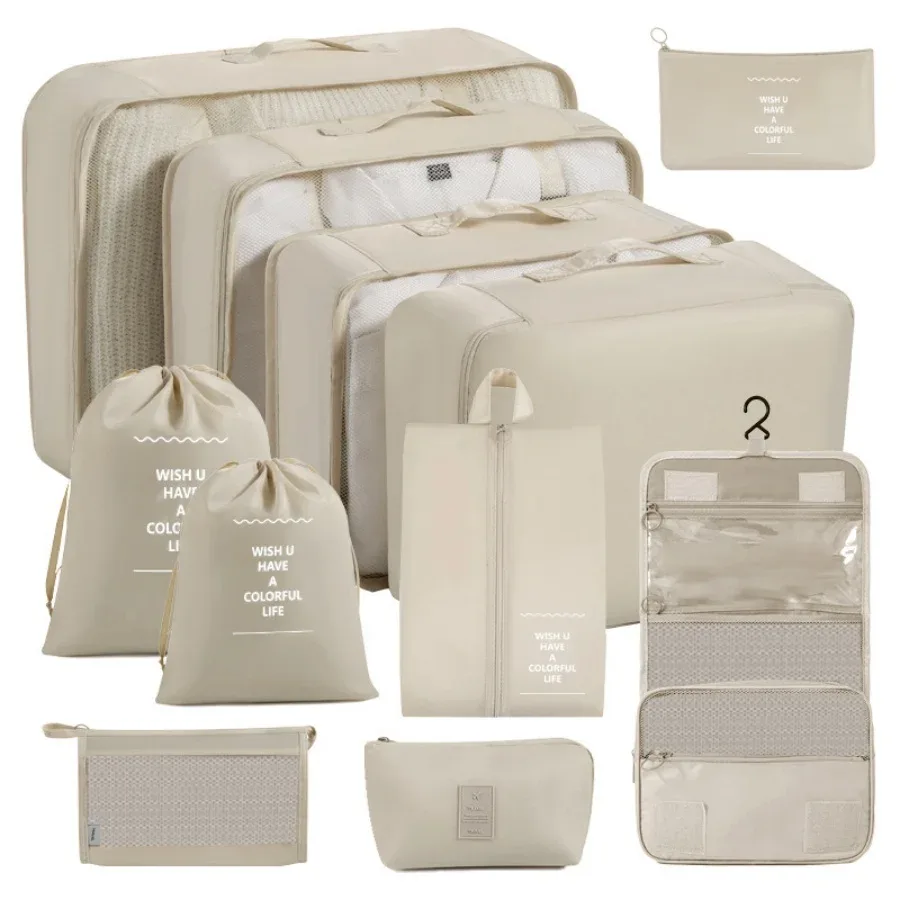 Organisateur Voyage Polyester Beige Clair Poches Transparentes Visibilité Optimal Sécurité Accrue Organiser Vêtements Accessoires