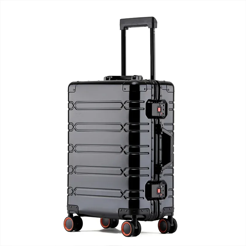 sushimu valise trolley en alliage d'aluminium-magnésium, roue tournante, valise en alliage d'aluminium, boîte, valise d'embarquement par mot de passe