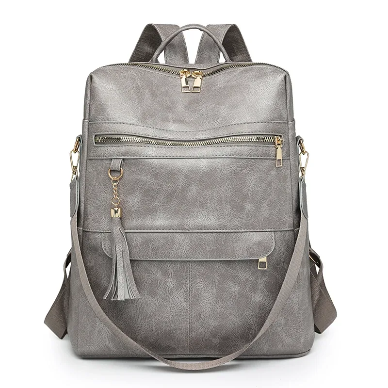 mode gland décoration femmes sac à dos célèbre marque rétro en cuir pu voyage sac à dos dames grande capacité sac à bandoulière