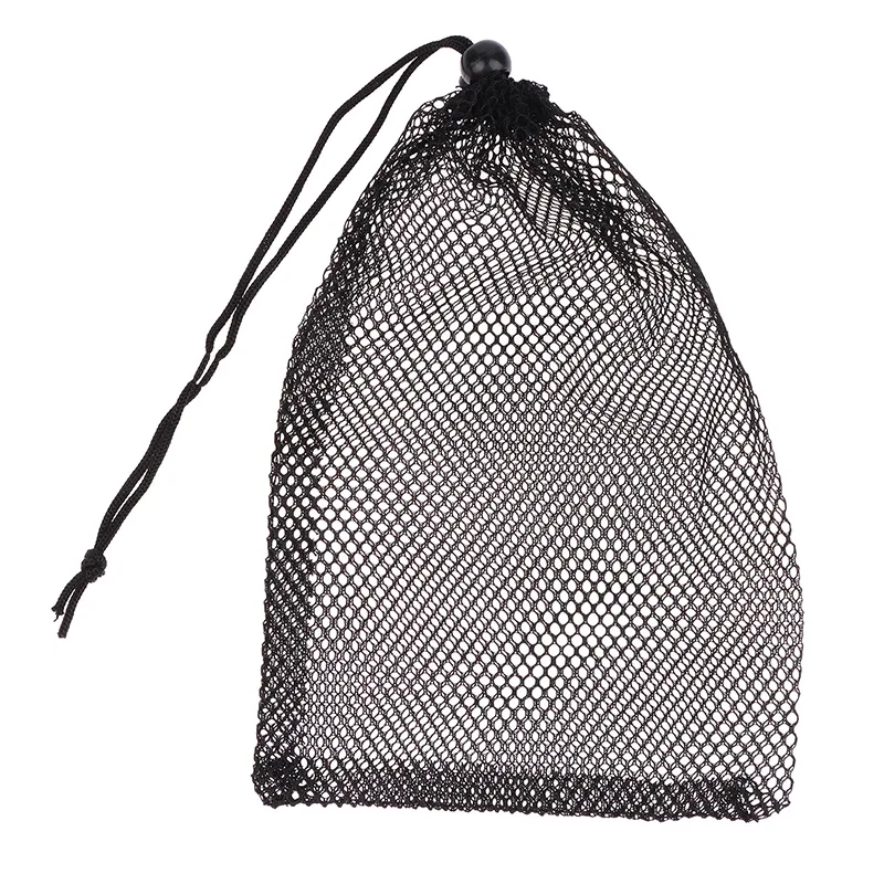 sac de rangement en maille de nylon noir durable multi-usage avec cordon de serrage, idéal pour la maison, les voyages, les activités de plein air et le linge sale (1 pièce)