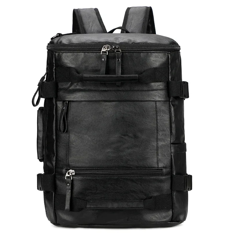 grande capacité hommes voyage sac à dos sac en cuir noir homme sac à dos pour voyage sac à dos pour ordinateur portable mochila