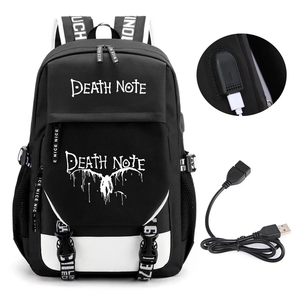 anime death note sac à dos école livre sacs mochila voyage usb port sac ordinateur portable garçon filles cadeau