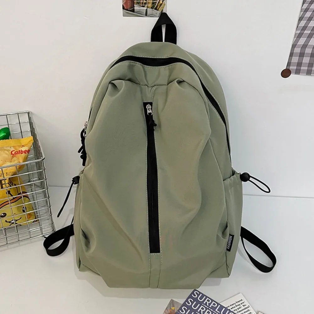 nouveau sac à dos simple de grande capacité, léger et étanche, sac à dos de randonnée avec fermeture éclair, couleur unie, sac d'université pour l'extérieur