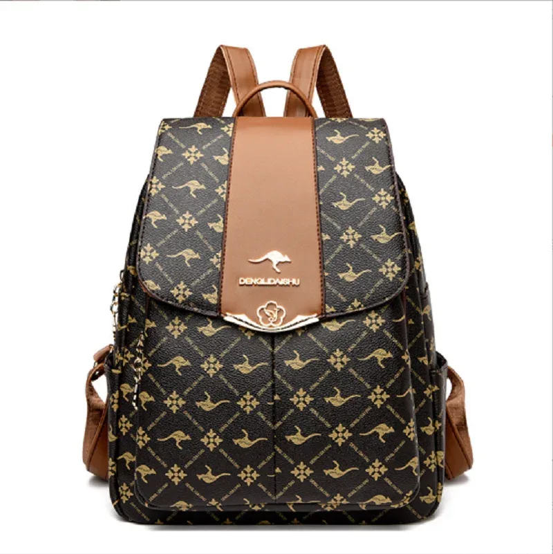 sacs à dos en cuir imprimé de luxe pour femmes, nouvelle mode, sacs à bandoulière de voyage de grande capacité, fourre-tout pour ordinateur portable, sac d'école