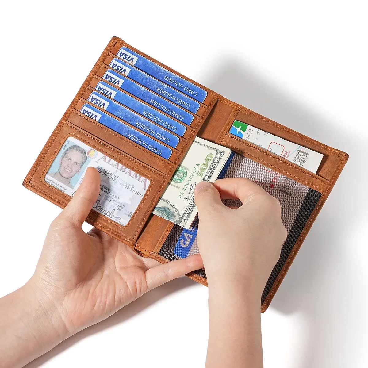 porte-passeport en cuir crazy horse, porte-cartes anti-vol rfid, portefeuille pour hommes et femmes, étui de voyage pour passeport, couverture de documents