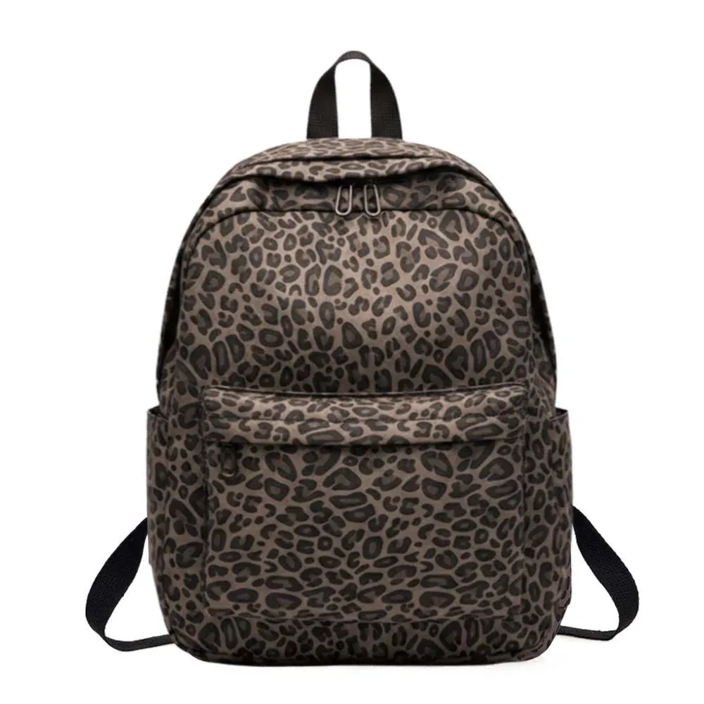 sac pour ordinateur portable en nylon à imprimé léopard, sac à dos rétro, sac d'école pour étudiants, sangle fixe en polyester, sac à dos de grande capacité pour hommes