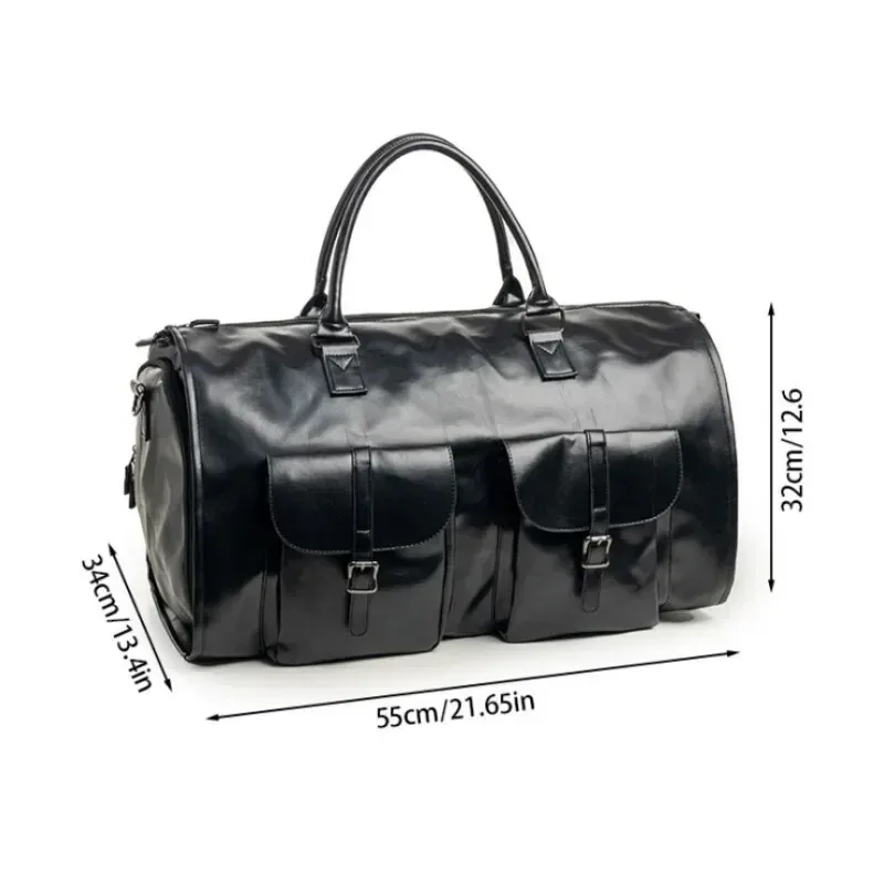 sac de voyage d'affaires en cuir pu pour homme, grand sac de voyage convertible 2-en-1, imperméable, sac de sport et sac à vêtements suspendu