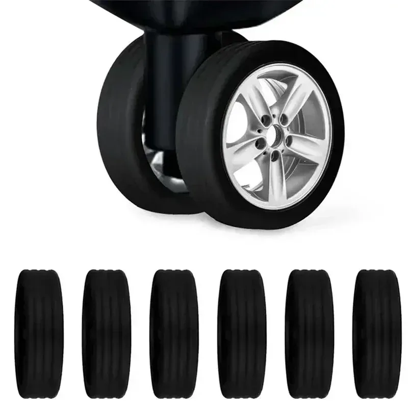 housse de protection pour rouleau de bagages en caoutchouc noir, accessoire de roue de chariot silencieux pour valise à double roue 4/8/16 pièces