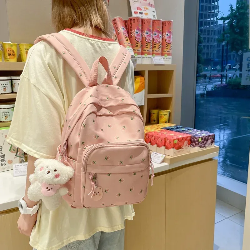 sac à dos personnalisé avec nom et petite fleur fragmentée, sacoche de voyage de grande capacité, style campus, pour femmes