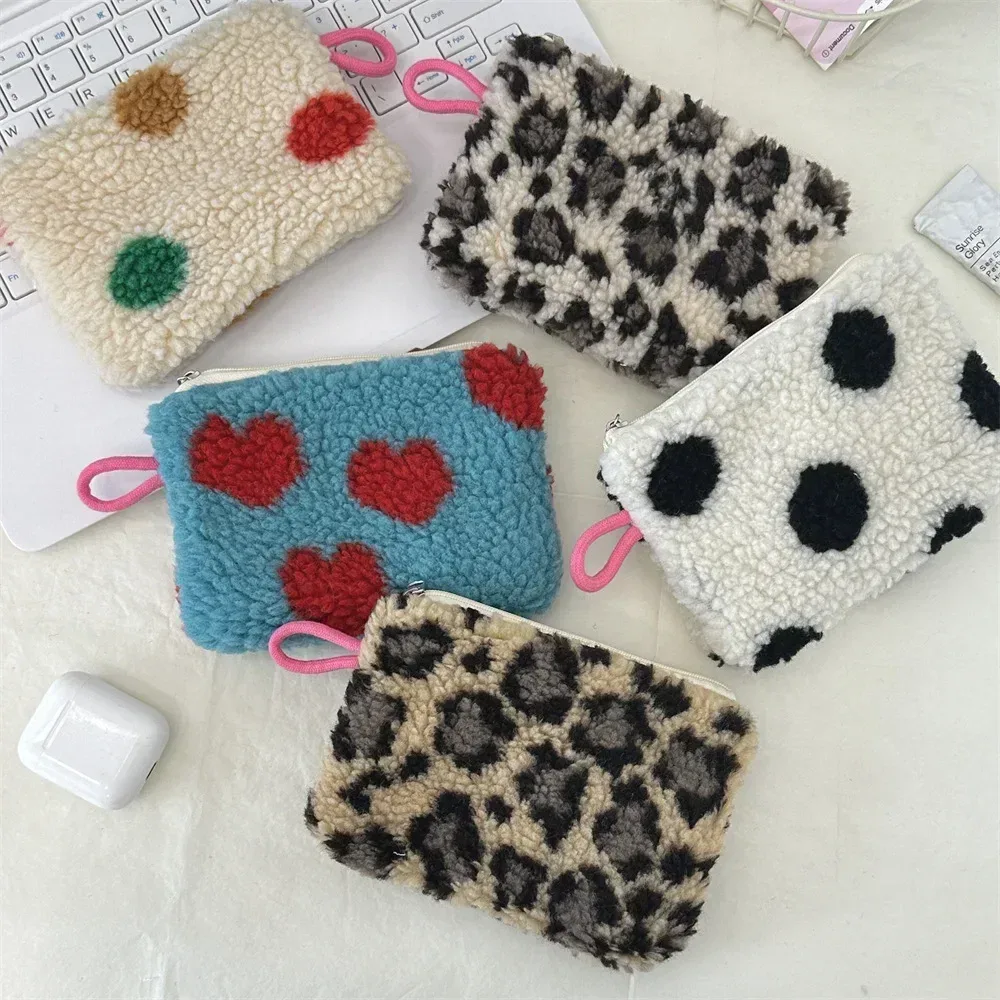 petit sac de rangement portable en peluche douce pour femme, trousse de maquillage, sacs à main, pochette à fermeture éclair, sac à main moelleux, sacs à cosmétiques en fourrure pour femme