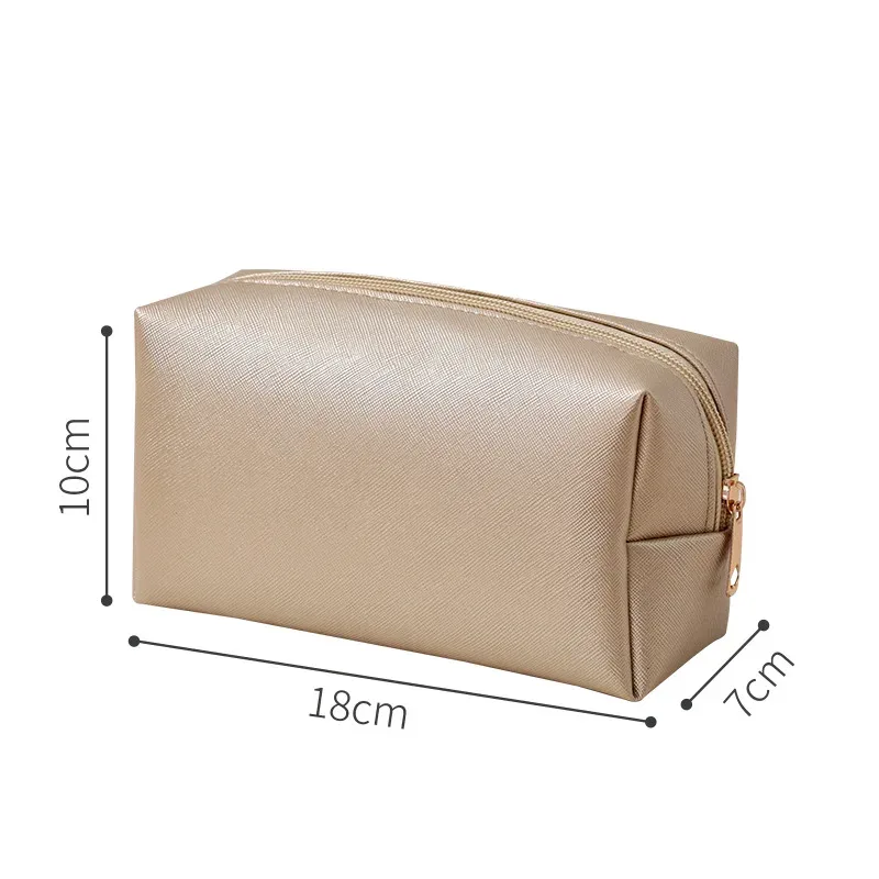 sacs à cosmétiques de couleur unie pour femmes, sac de rangement de maquillage portable de voyage, pochette de toilette à fermeture éclair